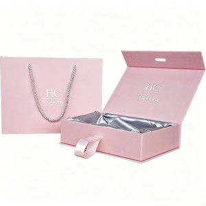 Custom Logo Magnetic Gift Box for Clothing Packaging with Satin Insert Ribbon Handle Book Style Rigid Box Wholesale Factory - Product Image 1