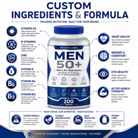 Tablet Multivitamin Pria 50+ dengan Vitamin D3, Vitamin B, dan Seng untuk Mendukung Kesehatan Jantung, Memori, dan Mata OEM ODM Custom