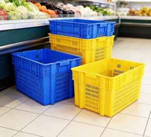 Huidu 2025 Hot <strong>Sale</strong> HDPE Mesh <strong>Crate</strong> Set (3 Sizes)-Stackable &amp; Nestable ISO22000 Certified Food Transport System - Product Image 6