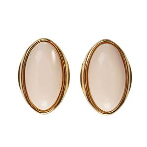 Boucles d'oreilles classiques SmileJoyas en acier inoxydable 316L plaqué or PVD, serti clos, pierre ovale en résine résistante - Product Image 1