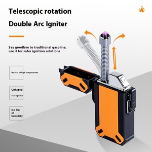 Allumeur double arc personnalisable Briquet camping moderne coupe-vent télescopique USB charge tuyau en métal étanche cadeau d'affaires - Product Image 2