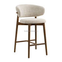 Chaise de bar en bois massif, nouveau style nordique, chaise en tissu de luxe léger, chaises avec dossier pour salon, tabouret de bar haut pour la maison et les cafés