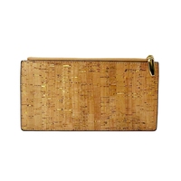 Dompet panjang dengan klip uang untuk wanita kustom dicetak pemegang kartu bahan gabus ritsleting grosir