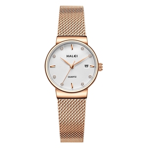 Reloj de cuarzo original nuevo de la marca HALEI para mujer, resistente al agua 3BAR, correa de malla de acero inoxidable, manecillas, movimiento japonés, venta al por mayor. - Product Image 1
