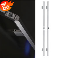 Poignée de porte intelligente LED avancée personnalisée en acier inoxydable 316L, ensemble architectural de luxe pour entrée en verre d'hôtel
