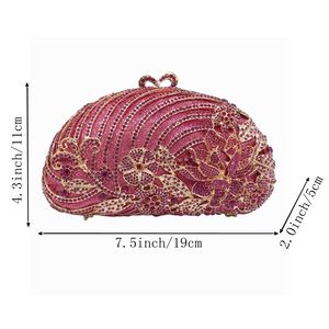 Bolso de Mano Elegante para Mujer con Pedrería Floral, Bolso de Noche con Cristal de Loto 3D, Correa de Cadena Metálica, Bolso Tipo Clutch para Cócteles - Product Image 2