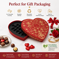 Boîte cadeau en chocolat en forme de cœur personnalisée, en carton rigide, emballage de bonbons pour la Saint-Valentin avec plateau en feuille d'or et logo