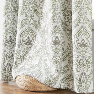 Rideaux occultants JINCHAN en damassé vert sauge, prêts à être expédiés, isolants thermiques, à motifs médaillon - Product Image 3