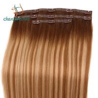 Extension de cheveux remy 100% humains, extension de cheveux lisses, double goutte, avec clip, Changshunfa, prix d'usine