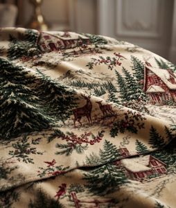 Tissu d'ameublement imprimé motif cerf festif de haute qualité au mètre, tissu pour meubles à motif animalier rustique de la forêt - Product Image 5