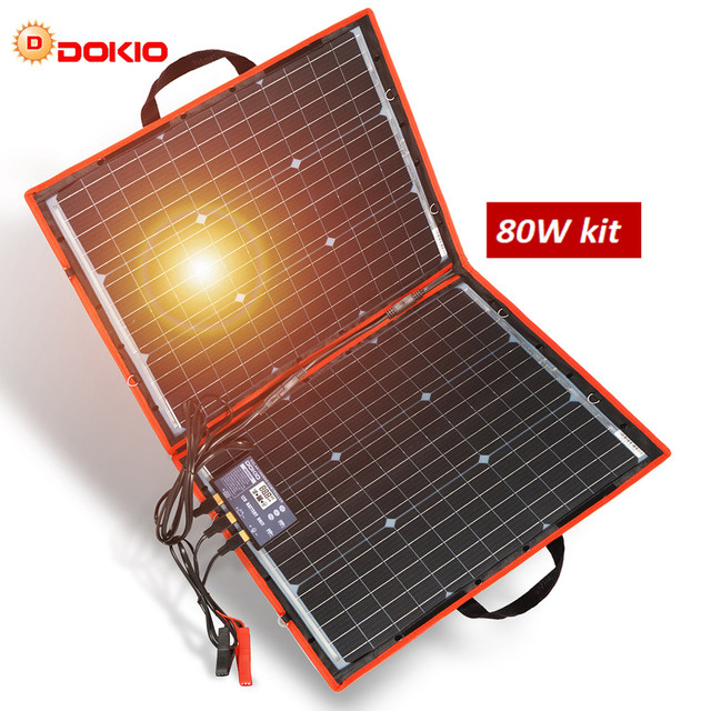 DOKIO Free Shipping 80W100W 160W 200W Portable Solar Panel Blanket Foldable Solar Kit for Outdoor Camping Travel