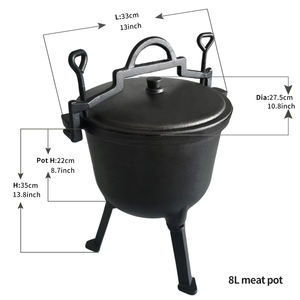 Cocotte en fonte pré-culottée à trois pieds pour la cuisine en plein air - Product Image 3