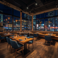 Ensemble de mobilier de restaurant commercial Ron Group, banquettes en velours, table carrée en bois durable avec chaise pour café
