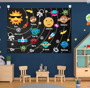 Crianças reutilizável sistema solar universo interativo, jogo sensorial, brinquedo, espaço externo, feltro, história buscada, placa para meninos, meninas