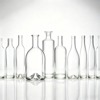 Bouteilles à spiritueux en verre transparentes de formes variées, personnalisables avec logo, pour gin, vodka, whisky, vin, vente en gros