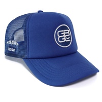 Gorra de red de béisbol para hombre de tela de espuma de alta calidad azul oscuro de verano, 5 paneles, se pueden personalizar con logotipo, gorra de camión deportivo