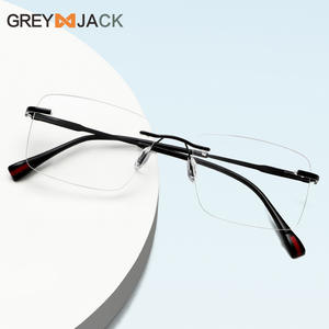 Me2026 Gafas de Sol Rectangulares de Metal sin Montura para Hombre, Lentes Transparentes Anti UV, Estilo Ejecutivo para Visión de Cerca - Product Image 3