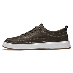 Automne décontracté hommes en cuir véritable baskets Style coréen Station européenne Simple blanc polyvalent chaussures de marche transfrontalières - Product Image 2