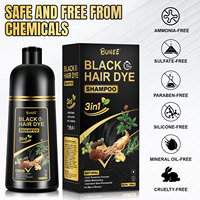 Échantillon gratuit Fabricant arabe Herbes naturelles instantanées Biologiques 3 en 1 500ml Vente en gros Colorant foncé Colorant noir Shampooing pour cheveux