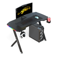 Beisijie Table de jeu RVB noire Styles de course Design E-Sports avec porte-gobelet crochet pour casque Bureau de jeu