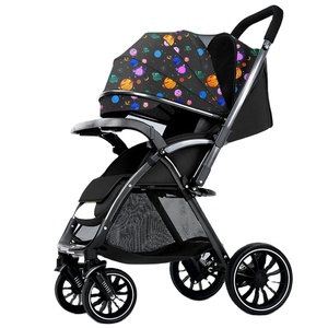 Fashion Design Baby <strong>Pram</strong> Stroller <strong>Set</strong> 4 Wheel Easy Folding Linen Trolley Push Chair Travel System Stainless Steel Frame - Product Image 3