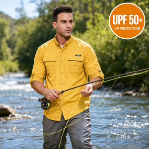 Chemise de pêche à la mouche OEM pour homme UPF50+ à manches longues avec cape arrière, trous de ventilation, plusieurs poches, pour activités de plein air, logo personnalisé - Product Image 4