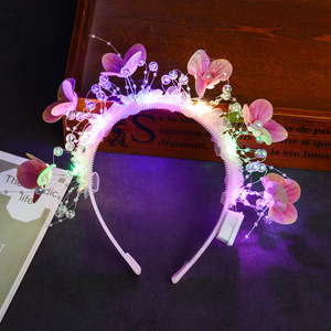 Nuovo Stile Cerchietto Luminoso con Fiori e Farfalle, Fascia per Capelli Floreale, Giocattoli per Bambini per il Mercato Notturno del Capodanno Cinese - Product Image 5