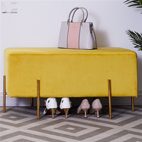 Tabouret carré en tissu confortable pour boutique de mariage et loisirs pouf pouf banc ottoman en velours