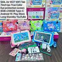 Tablette Sail Air W27 la plus récente, 7 pouces, Android 15, tablette pour enfants résistante aux chocs, Wifi, 8+256G, tablette pour enfants avec Play Store, application éducative