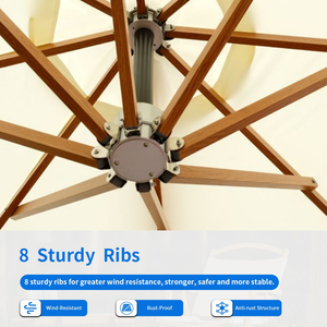 Sombrilla de Patio Estilo Cafetería con Mecanismo de Inclinación, Parasol Ajustable para <span class=keywords><strong>Terraza</strong></span> de Cafetería - Product Image 6