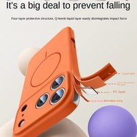 Applicable à l'iPhone 17 ProMax coque de téléphone caméra bouton intégré tout compris 16 15 14 étui en silicone liquide magnétique orange