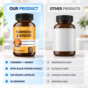 Compléments de curcuma personnalisés Shecome, soutien immunitaire, curcumine avec biopérine, gingembre, capsules de curcuma personnalisées - Product Image 6