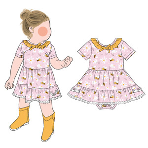 Little Glow Kid New Custom Girls Ruffle Collar Twirl Skirted Romper Snap Buttons Bubble Romper Jumpsuit Piyama Nyaman - Product Image 6
