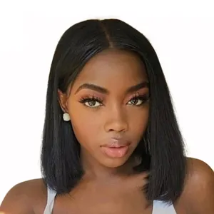 Vigorous wholesale cheap fashion short bob cut straight non lace full wig synthetic glueless wigs cosplay for black women