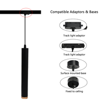 Éclairage d'intérieur moderne, lampe en tube d'aluminium noir arrondi, lampe suspendue pour plafond, lampe à tube Gu10, lustre LED