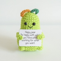 Prachtige Gehaakte Smile Fruit Handgemaakte Positieve Energie Bureau Maatjes Peer Kleine Knuffels Handgemaakte Sleutelhanger Pp Katoenen Pop