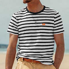 2025 summer new hot sale men's short-sleeved fashion casual striped top men's round neck <b>T</b>-<b>shirt</b> <b>spot</b> - Product Image 1