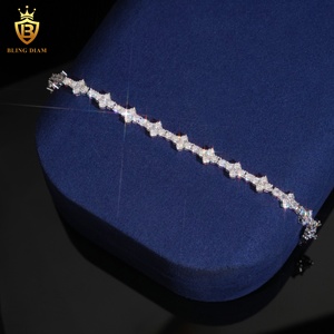 USA Warehouse Fine Jewelry Hot Sale 3mm 925 Silver Moissanite Diamond Hip Hop Star Tennis Chain <strong>Bracelet</strong> For Gift Wedding - Product Image 3