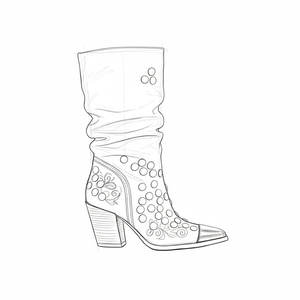 Xinzirain รองเท้าบู๊ตคาวบอยผู้หญิงปักส้นหนาแบบสวมหัวหมุดโลหะสไตล์ตะวันตกออกแบบได้ตามต้องการ - Product Image 1