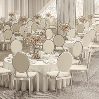 Chaises de luxe en métal pour hôtels, mariages, villas, banquets commerciaux et extérieurs, design moderne, haute capacité d'empilage, vente en gros