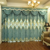 Rideaux prêts à poser en tissu jacquard chenille européen de luxe pour hôtel, décoration de maison, salon