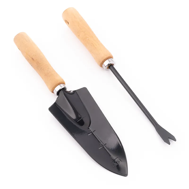 Multi-functional 2-piece potted weeding tool Wooden handle spray paint mini garden tool set