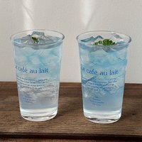 Tasse à café isotherme en verre avec paille, mug portable pour Americano glacé, boissons froides et lait, motif lettres bleues