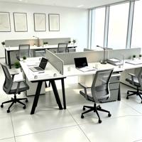 Bureau de travail modulaire en bois moderne à 3 postes pour immeuble de bureaux