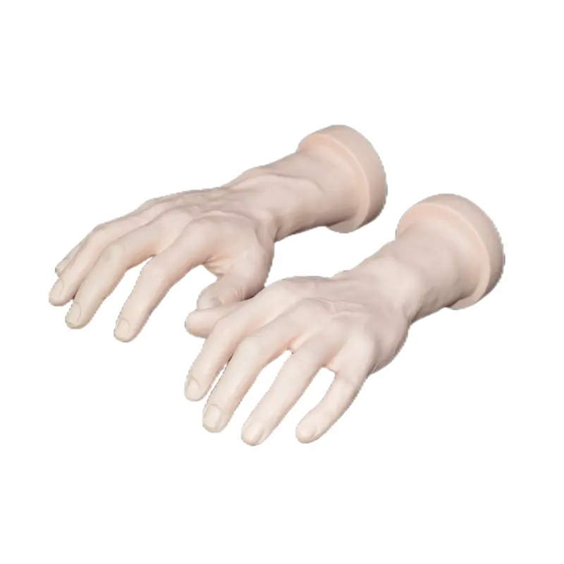 Plastic Huidskleur Mannelijk Paar Handdisplay Mannequin Sieraden Praktijk Witte Hand Mannequin Voor Nagels