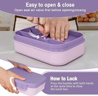 Boîte à lunch bento en silicone à quatre compartiments haute capacité, qualité alimentaire, sans BPA, avec couvercle micro-ondable