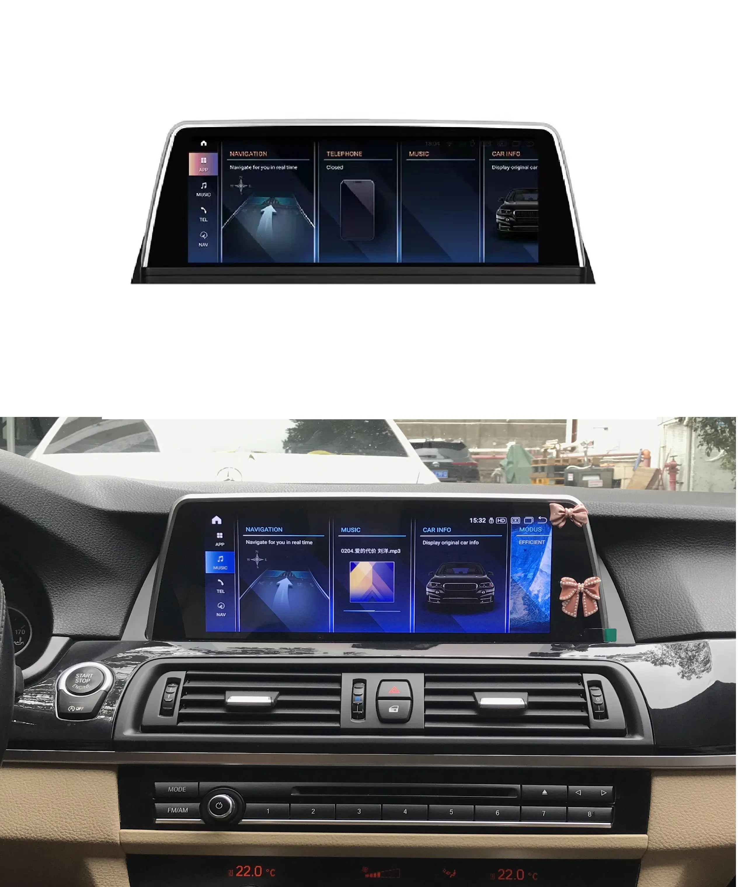 10.25 "Wireless Carplay Auto Android 13 Auto Multimedia schermo per BMW 5 serie F10 F11 F12 2011-lettore Radio 2016