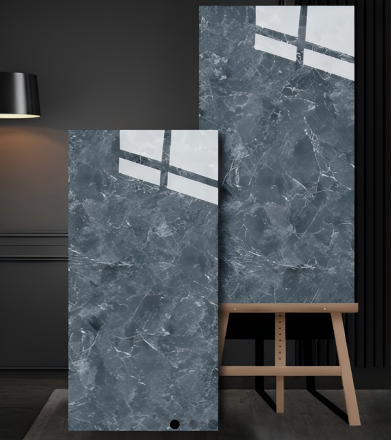 Elegant Mid Grey Luxury Stone Glossy Porcelain Floor Wall Tiles 600x1200mm Non-Slip Wear-Resistant for Residential Commercial