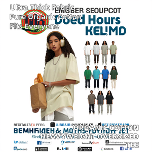 T-shirt Homme Oversize Personnalisé en Coton Biologique 42GSM, Coupe Ample Unie, Luxe, Épaules Tombantes, Brodé - Product Image 2