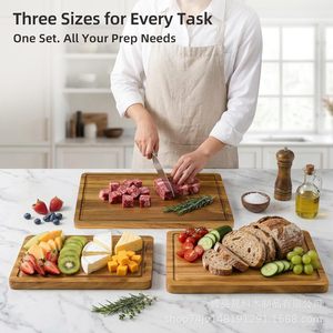 Shengke <b>Wooden</b> Cutting Board Set Rectangle Anti-Slip Kitchen Chopping <b>Blocks</b> - Product Image 4